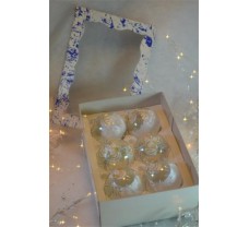 Kerstballen 6x6 cm transparant wit